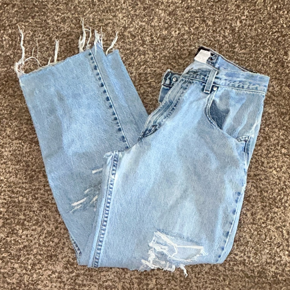 Women's Light Blue Distressed Jeans